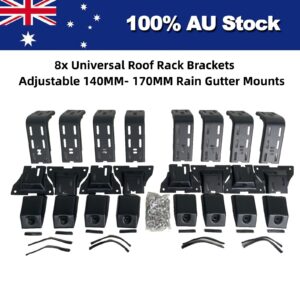8x Soportes universales para portaequipajes de techo ajustables 140MM-170MM para montaje de canalones de lluvia 4x4-