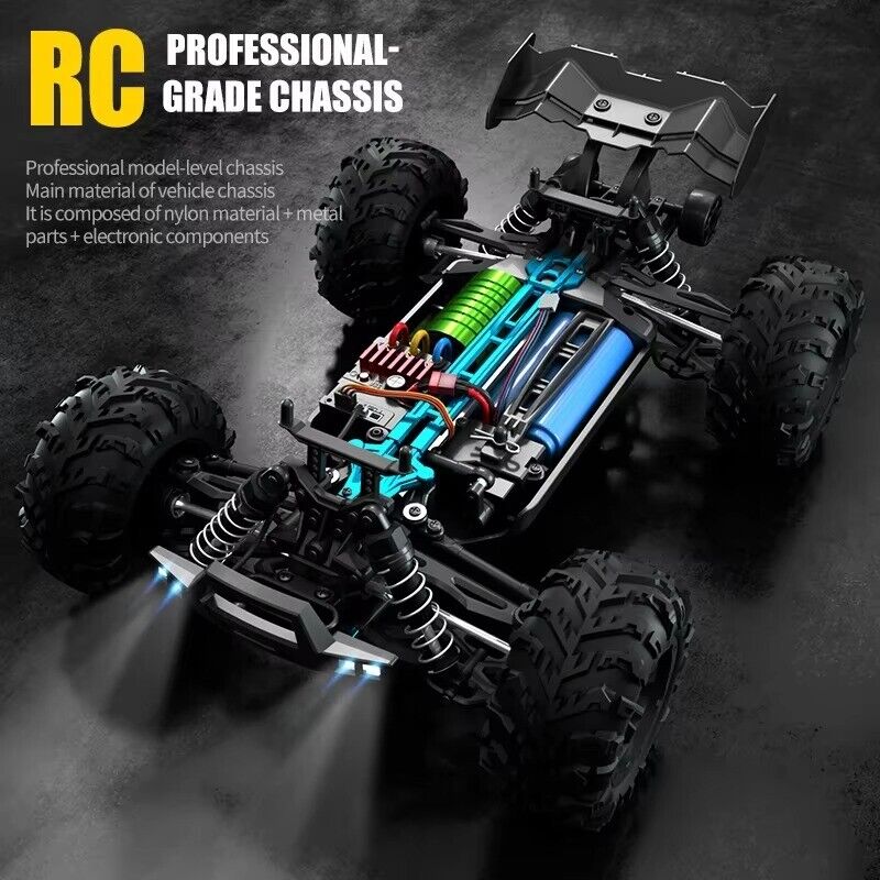 Coches de radiocontrol 50 km/h 1/16 todoterreno 4x4 con faros, 2,4G impermeable Monster Truck- - Image 3