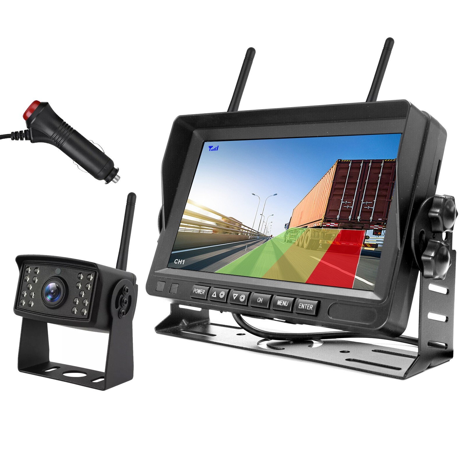 Digital Wireless Backup Camera BSD AI Detection 7 Inch DVR Monitor 12V 24V Truck