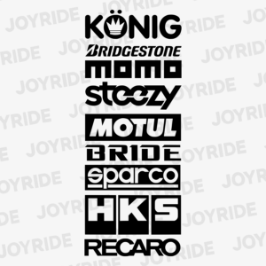 Paquete de 9 calcomanías de patrocinador automotriz de automóviles JDM Drift Racing logotipos deportivos negro brillante V2-