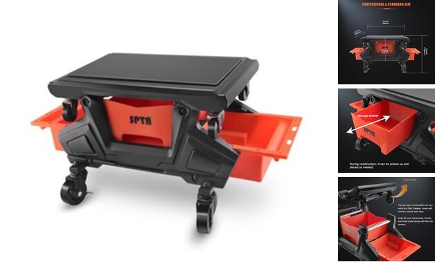 Automotive Mobile Rolling Mechanics Stool - Heavy Duty Roller Creeper Seat
