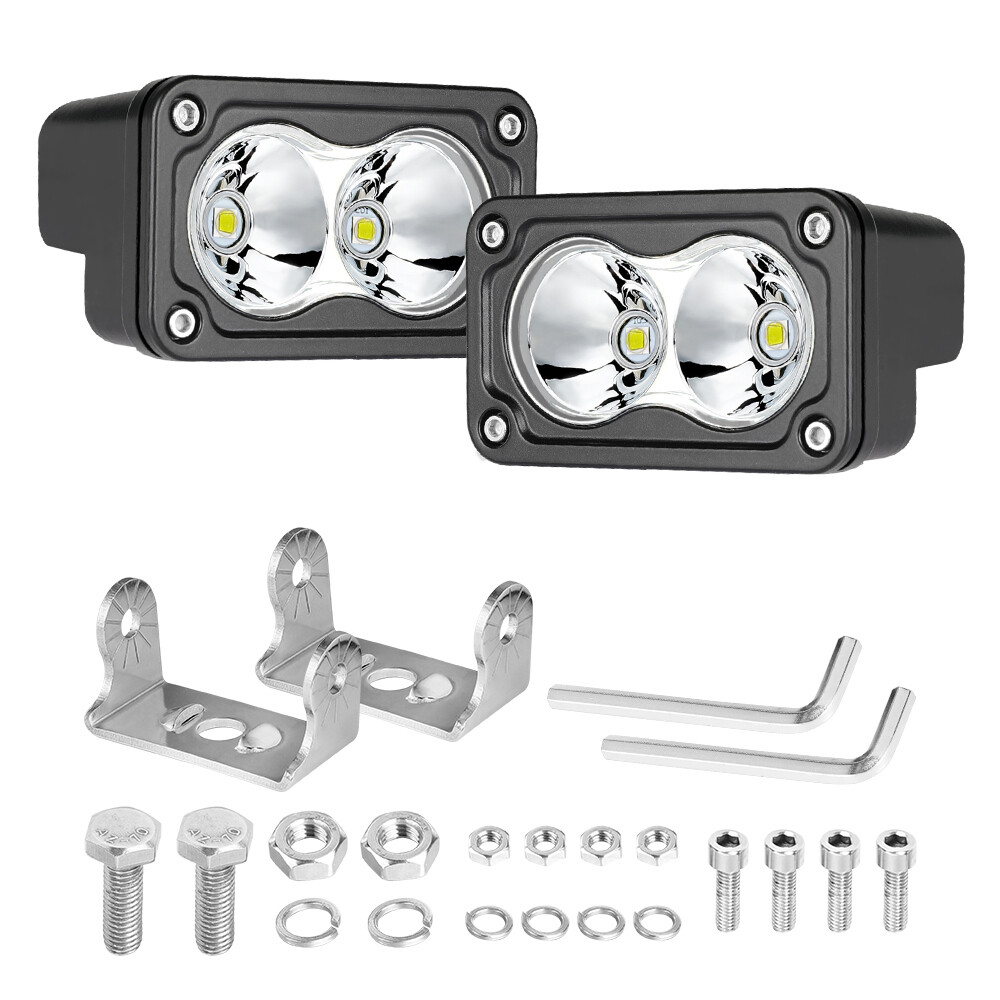 Par de cápsulas de luz de trabajo LED redondas de 3 pulgadas punto todo terreno cubo de conducción lámpara tractor 12 V-