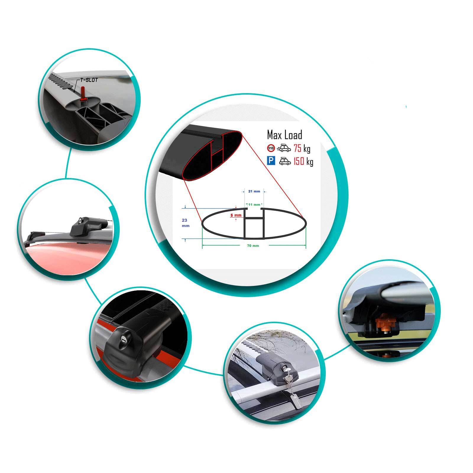 Barras transversales para Audi A4 B6 Avant 2001-2007 bloqueable 2 piezas negro- - Image 5