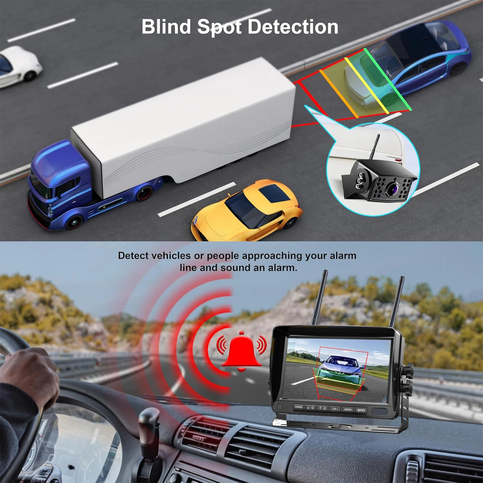 Digital Wireless 7" Quad Monitor DVR 4x BSD Ai Reversing Backup Cameras Caravan - Image 3