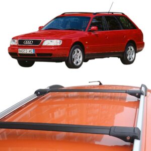 Barras transversales negras para Audi A6 C4 Avant 1994-1997 par de rieles elevados -
