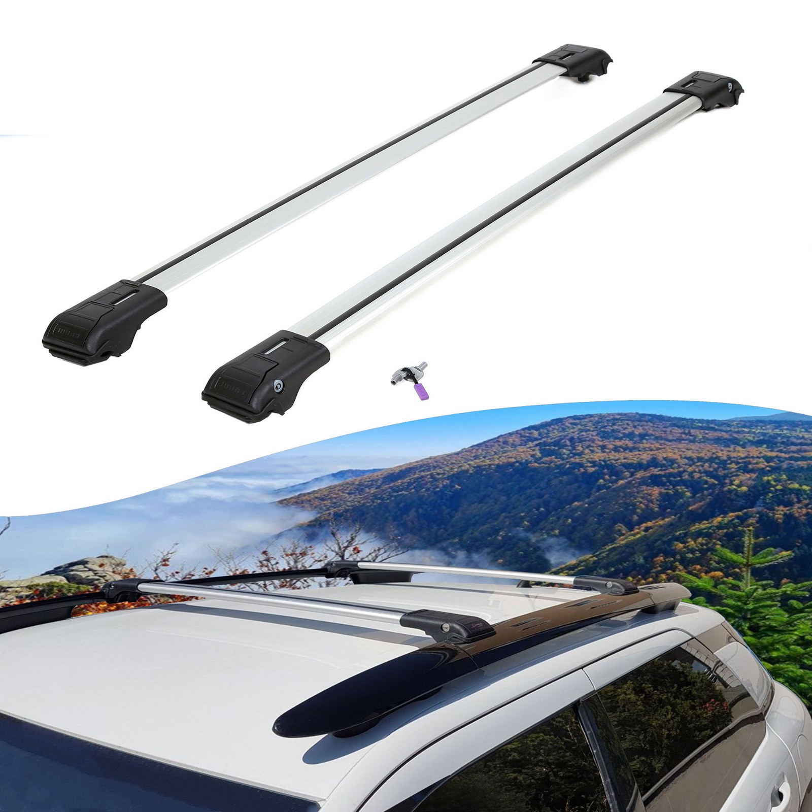 2X Barras transversales de techo para Audi A4 Allroad B8 2008-2015 barras de techo bloqueables grises-