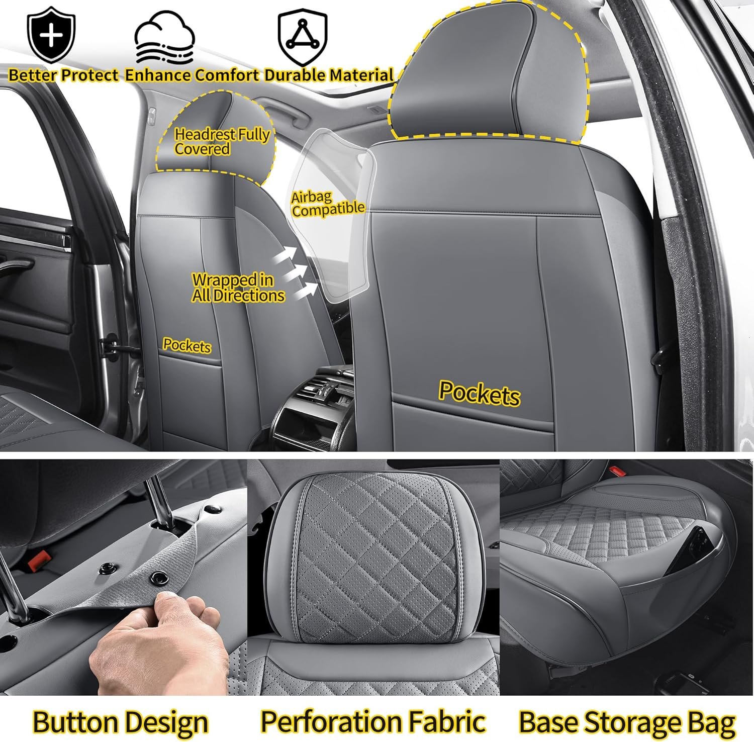 Automotive Car Seat Covers Full Set Fit for Most Cars SUV Sedans Trucks Waterpro - Image 3