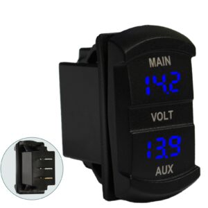 Medidor Voltímetro Doble Batería Digital LED AZUL Carling Tipo ARB Balancín Tamaño-