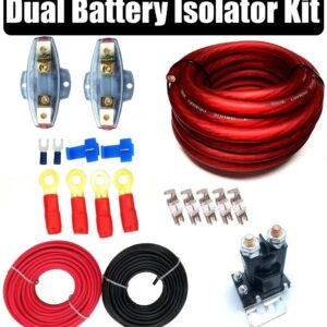 Kit de cableado aislador de batería doble de alta resistencia 12 V relé automático revestido de cobre - 4 GA-