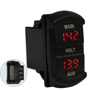 Medidor Voltímetro Doble Batería Digital LED ROJO Carling Tipo ARB Tamaño Balancín-
