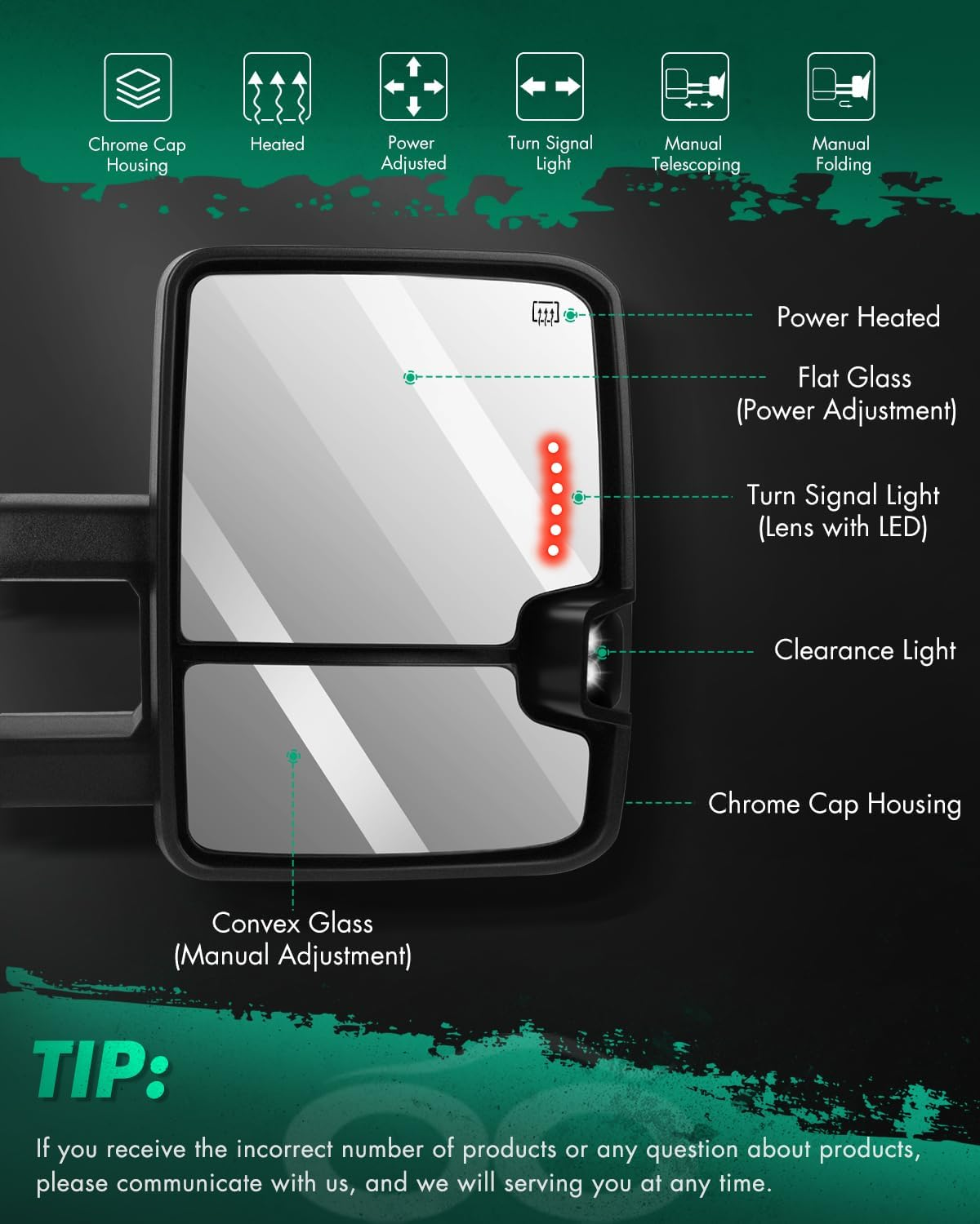 Towing Mirrors Fit for Chevy for GMC Automotive Exterior Mirrors Fit 2007-2014 f - Image 2