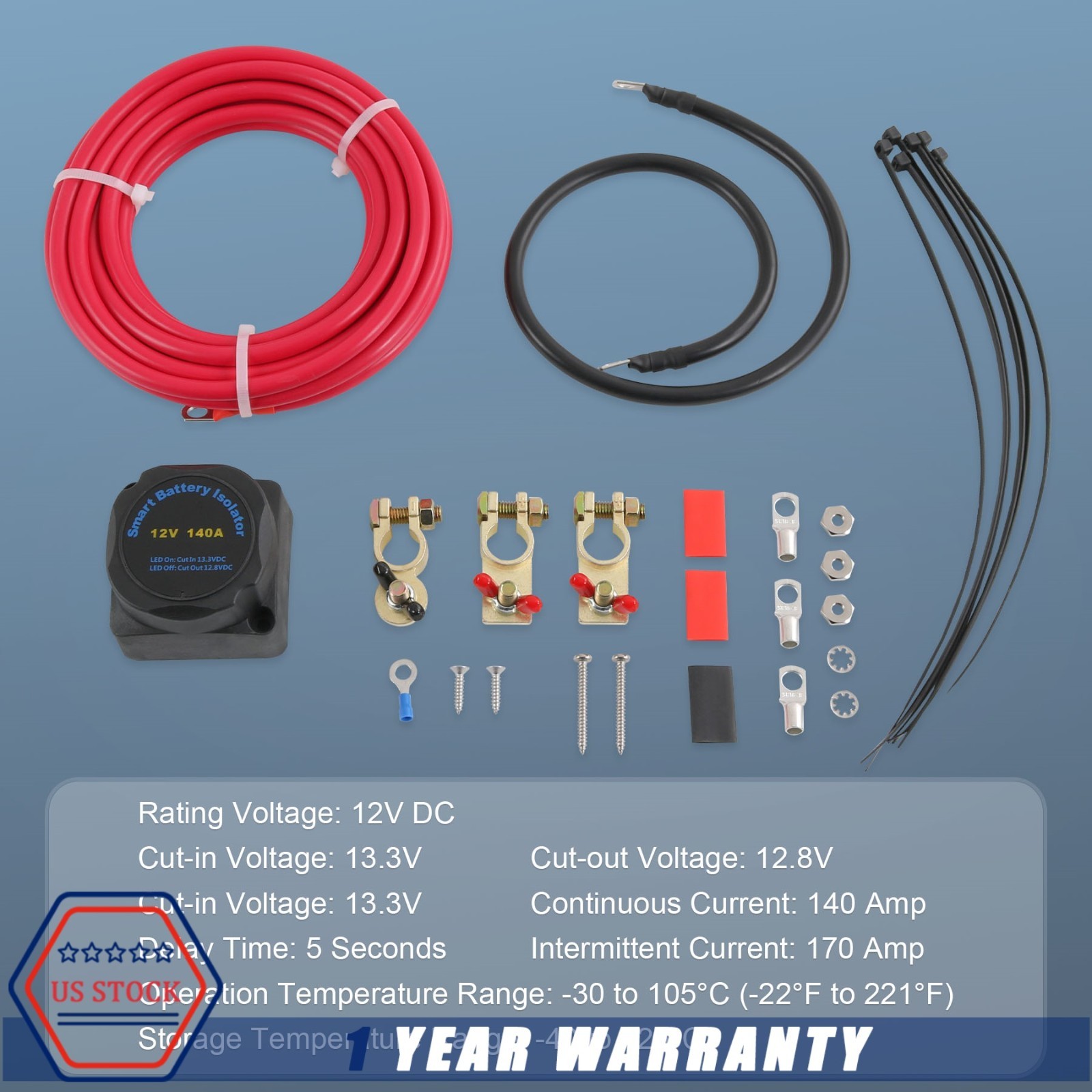 Dual Battery Isolator Kit 12V Fits Car Watercraft Marine ATV UTV 4WD Rzr RV 140A - Image 4