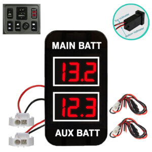 Voltímetro de batería doble rojo para Toyota Prado FJ Cruiser Landcruiser Hilux HiAce-