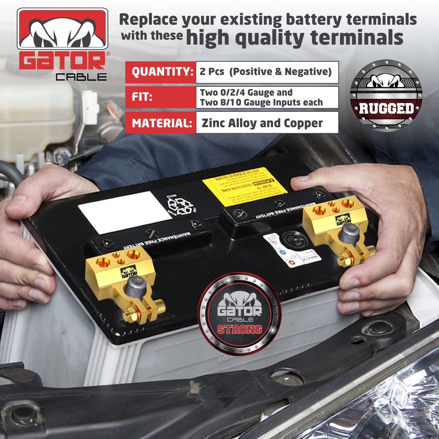 Terminales de batería de coche poste de abrazadera 1/0 2 4 8 GA AWG calibre puertos negativos positivos- - Image 3