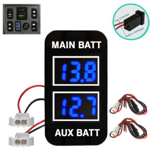 Voltímetro de batería doble AZUL para Toyota Prado FJ Cruiser Landcruiser Hilux HiAce-