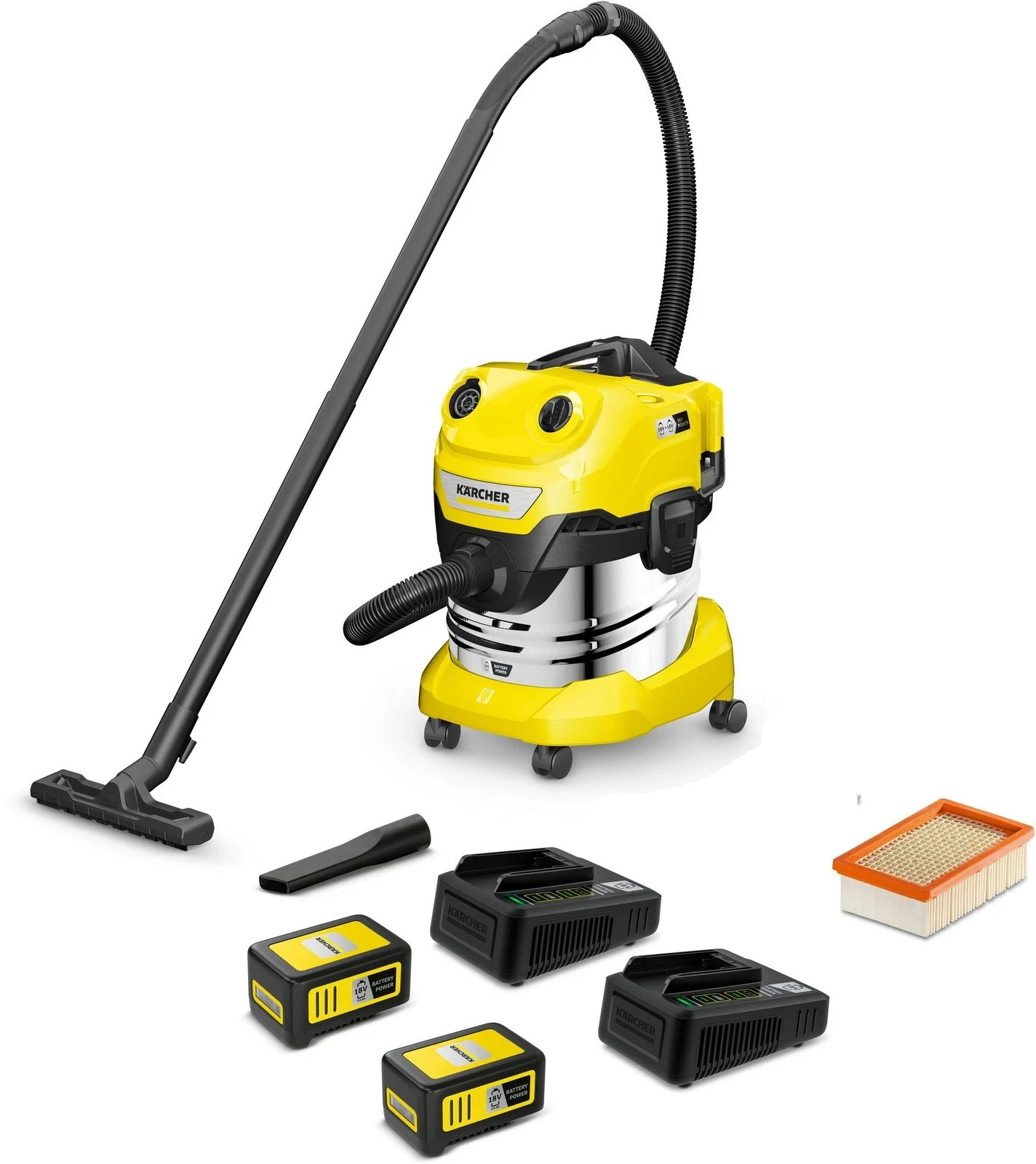 KÄRCHER Aspirador Húmedo-Seco WD 4-18 S Doble Batería Set V-20/22-