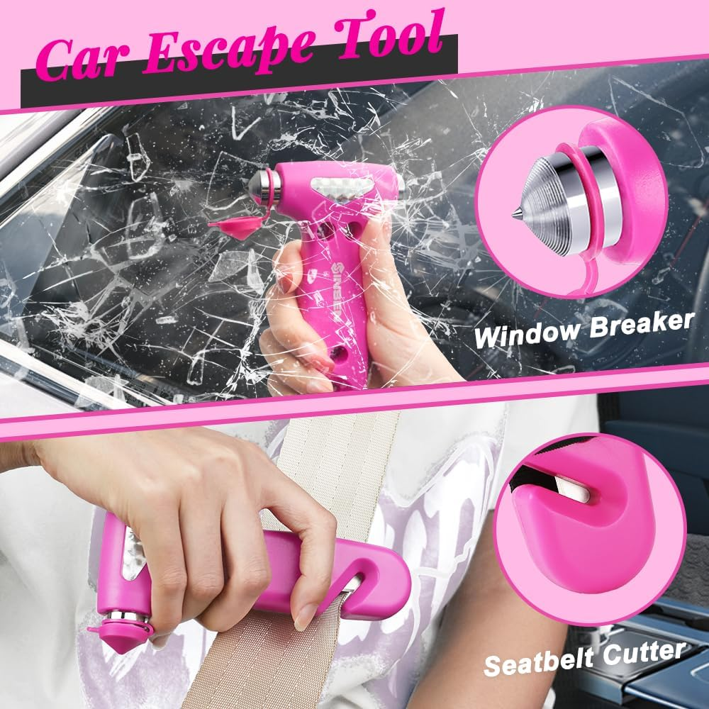 Martillo de seguridad para automóvil, rompe ventanas automotriz y cortador de cinturón de seguridad para mujer, carretera- - Image 3