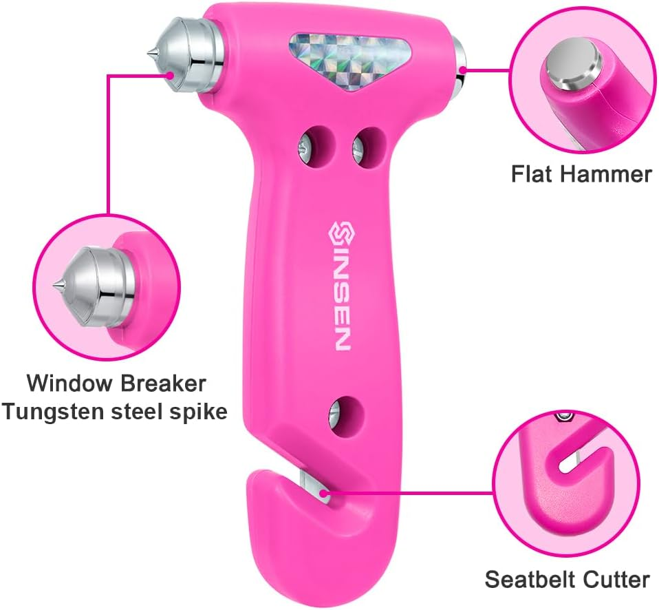 Martillo de seguridad para automóvil, rompe ventanas automotriz y cortador de cinturón de seguridad para mujer, carretera- - Image 4