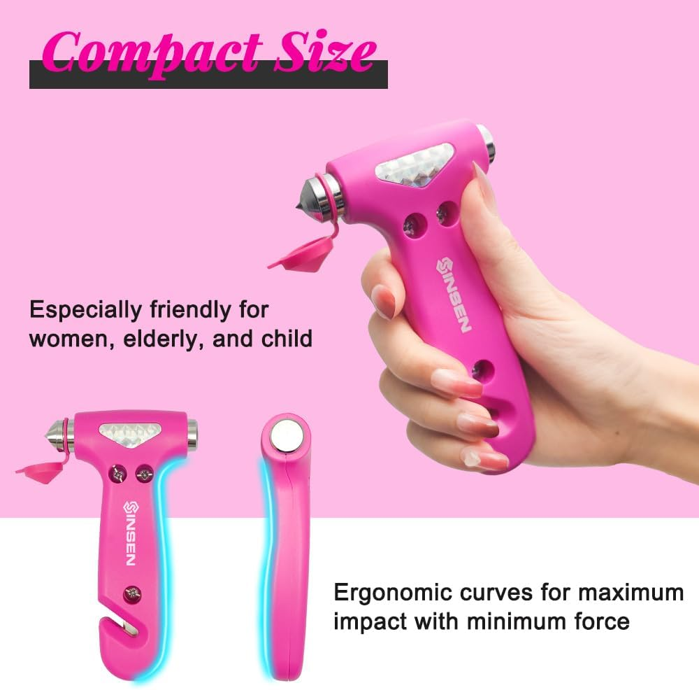 Martillo de seguridad para automóvil, rompe ventanas automotriz y cortador de cinturón de seguridad para mujer, carretera- - Image 5