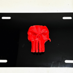 Calavera Realista P en 3D - Negra con Placa Automotriz Roja INSERTAR - Calaveras-