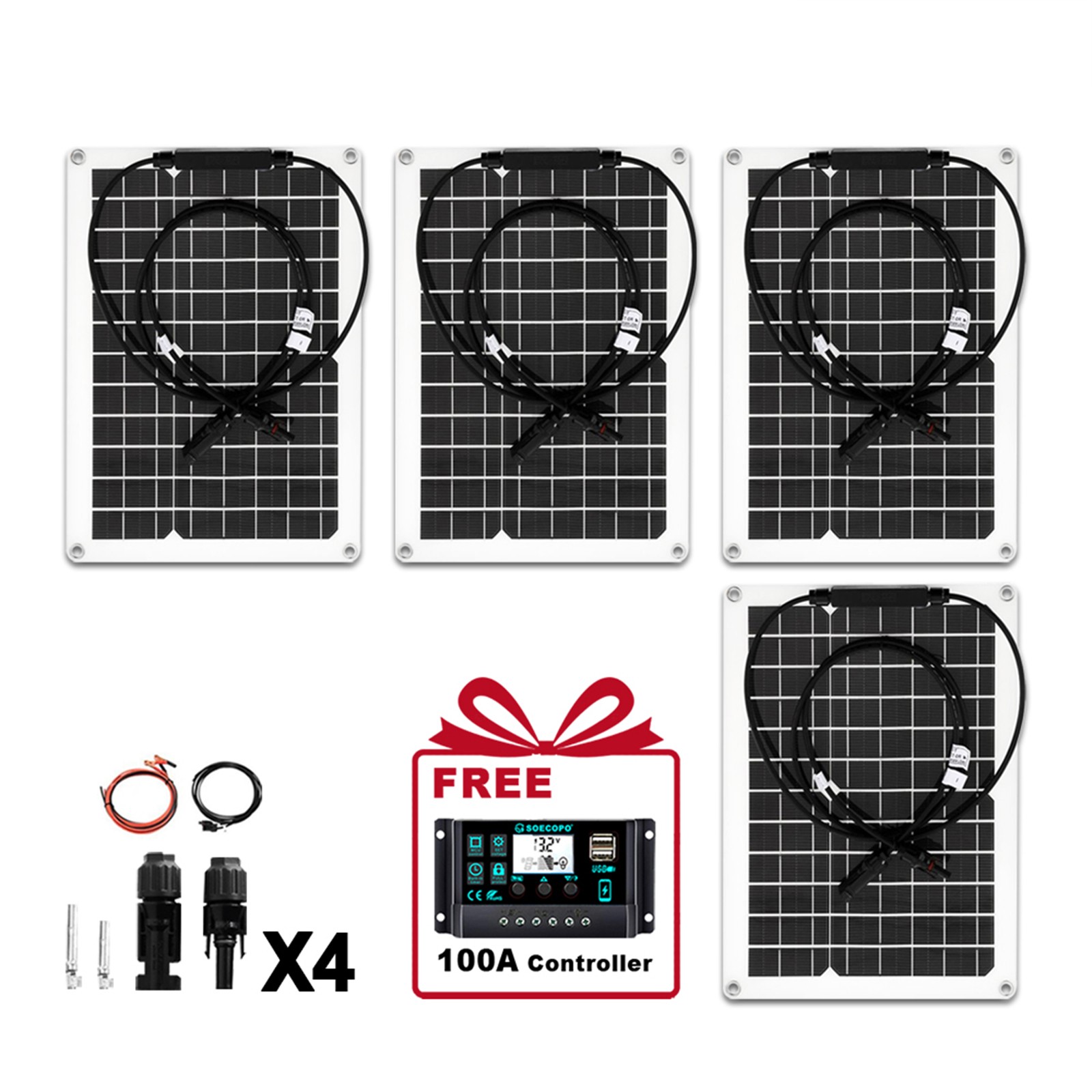 Paneles Solares 2400W - 4 x 600W Flexibles + Controlador 100A con Accesorios- - Image 2