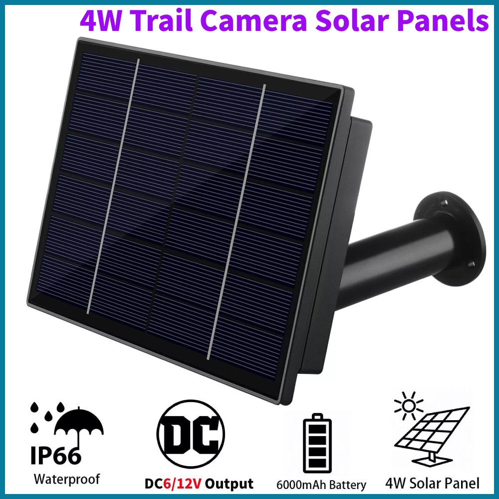 Paneles solares para cámara Trail 4W DC 12V/6V salida panel solar con batería de 6000 mAh-
