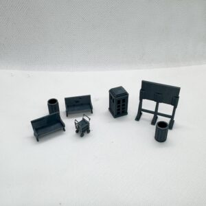 Yao's Studio 1/72 Diorama Train Station Accessory Set Phone Booth Bench Luggage