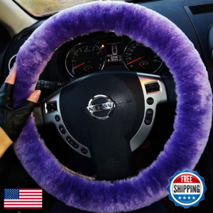 Cubierta de volante de coche de piel de oveja de lana difusa genuina 35-41 cm antideslizante comodidad-