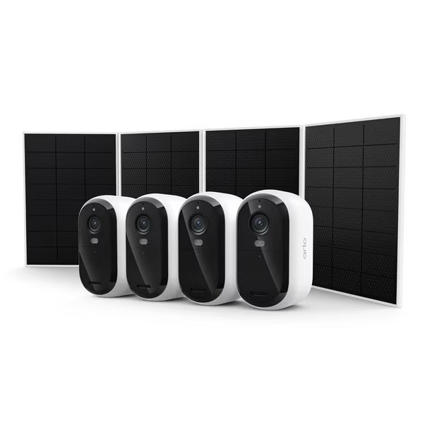 Cámaras de seguridad para exteriores Arlo Essential (3.ª generación) HD con paneles solares, paquete de 4-