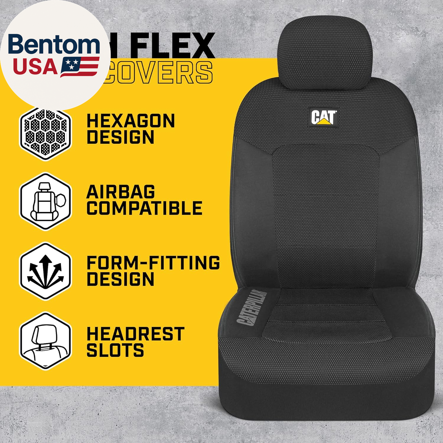 ® Fundas de asiento automotrices Meshflex para autos, camiones y SUV (juego de 2) - negro ca- - Image 3