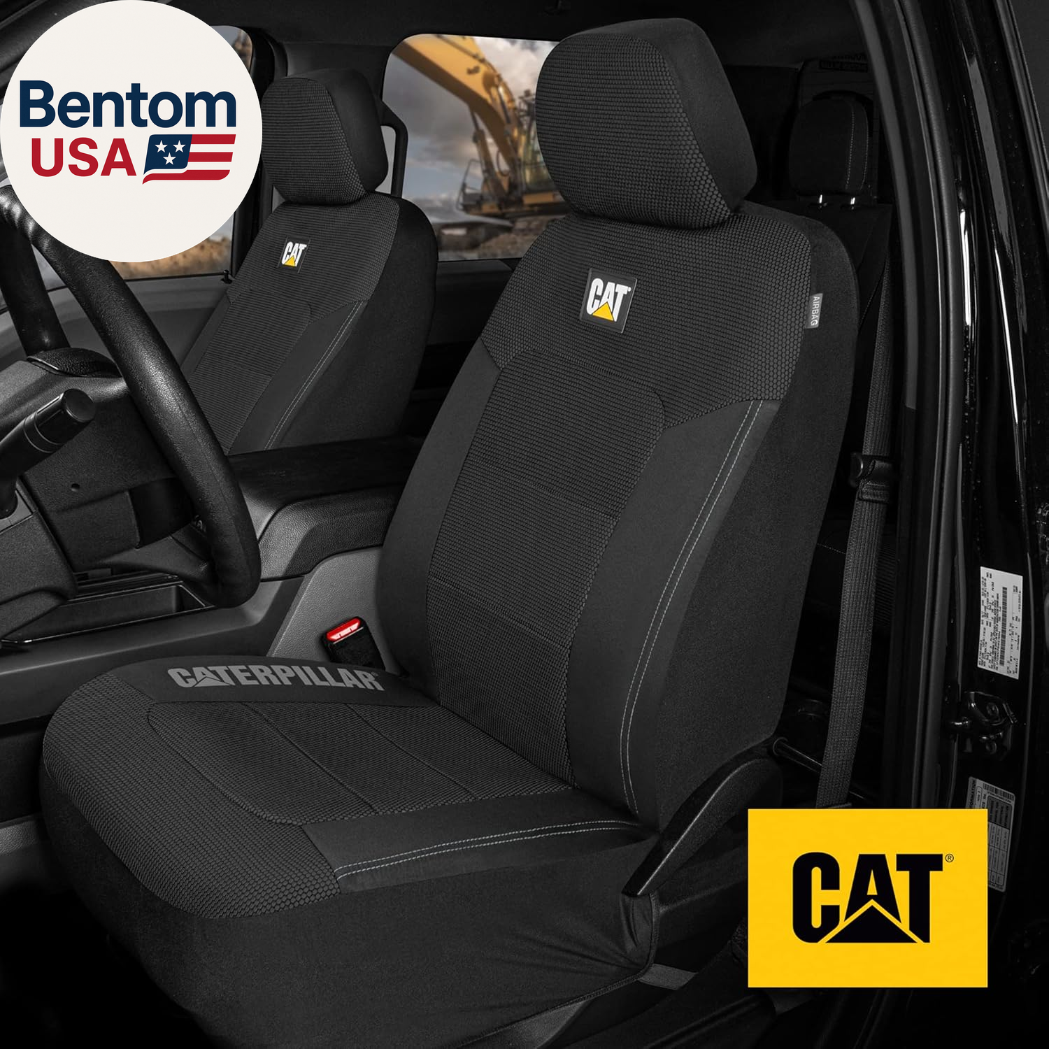 ® Fundas de asiento automotrices Meshflex para autos, camiones y SUV (juego de 2) - negro ca- - Image 4