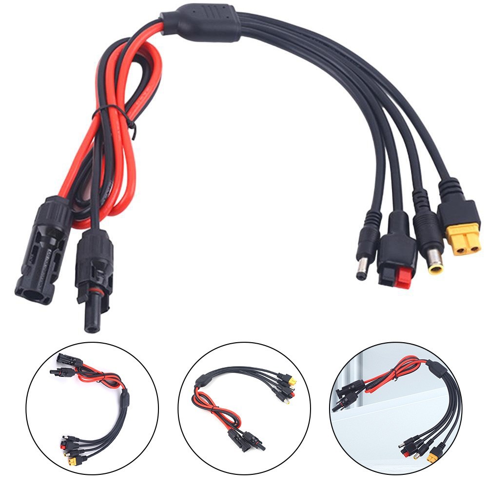 Adaptador de central eléctrica de cable de carga solar 4 en 1 ignífugo para paneles solares-