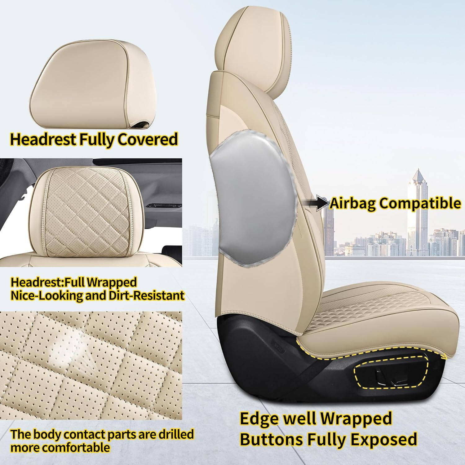 Automotive Car Seat Covers Front Pair Set Fit for Most Cars SUV Sedans Trucks Wa - Image 2