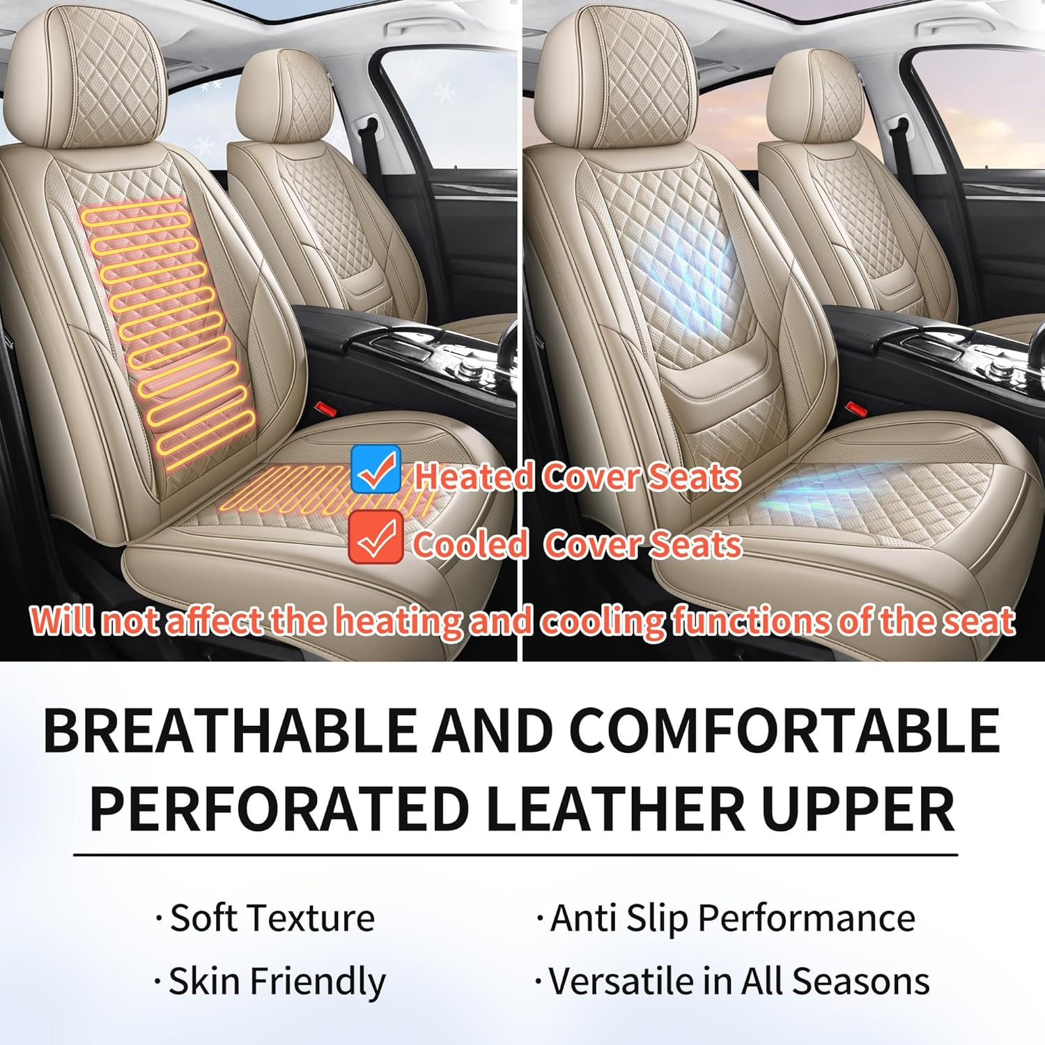 Automotive Car Seat Covers Front Pair Set Fit for Most Cars SUV Sedans Trucks Wa - Image 4