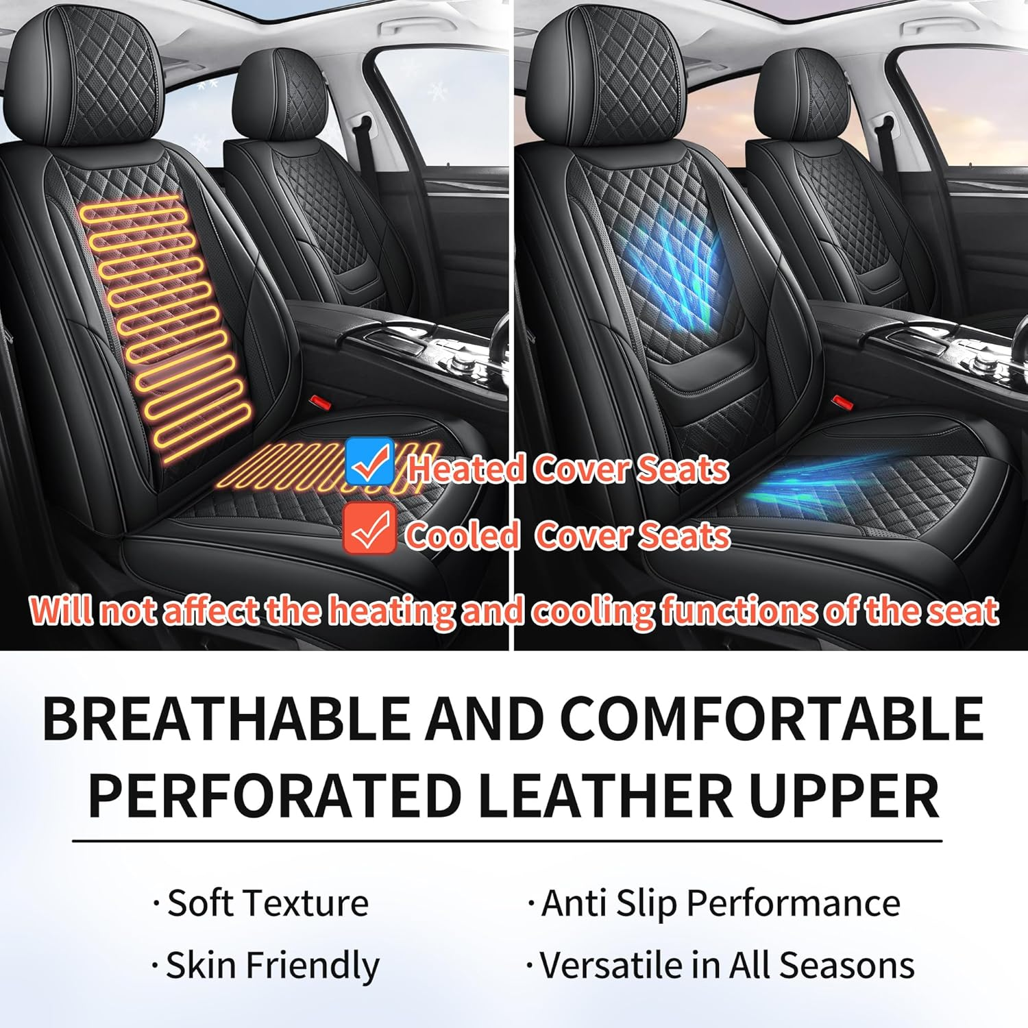 Juego de pares de fundas de asiento de auto delanteras aptas para la mayoría de autos SUV sedanes camiones automotriz SE- - Image 4