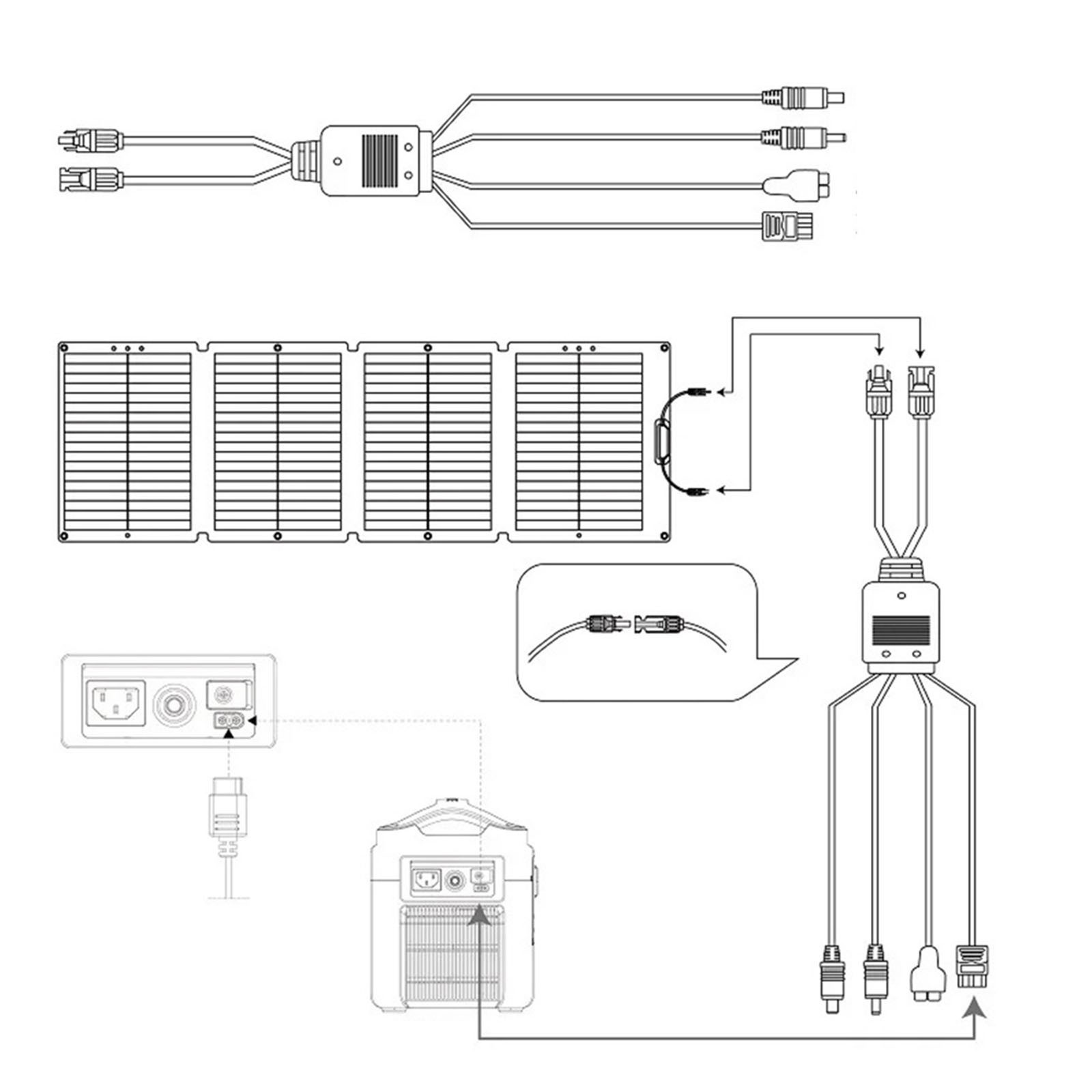 Cable de carga solar 4 en 1 para Anker 521 cable de panel solar para paneles solares-