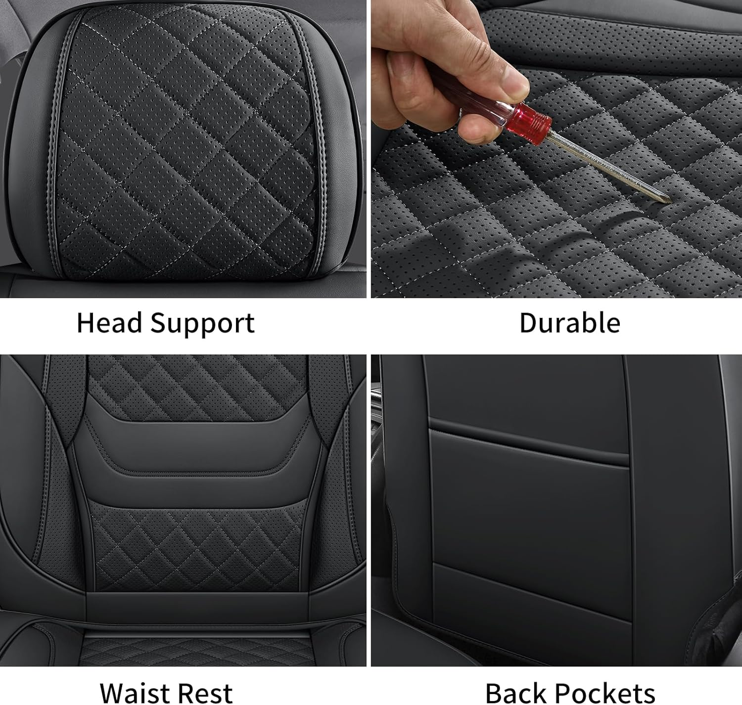 Juego de pares de fundas de asiento de auto delanteras aptas para la mayoría de autos SUV sedanes camiones automotriz SE- - Image 5