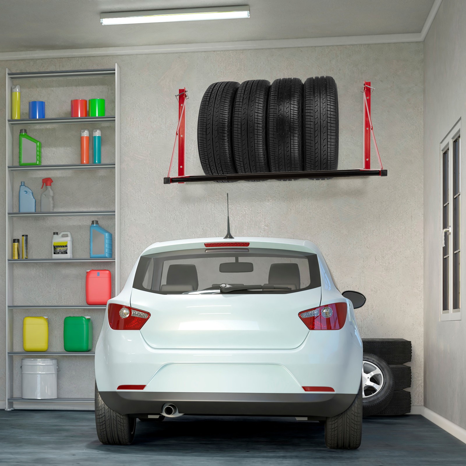Stalwart 32 to 50in Adjustable Tire Storage Rack Garage Shelving Car Accessories - Image 2