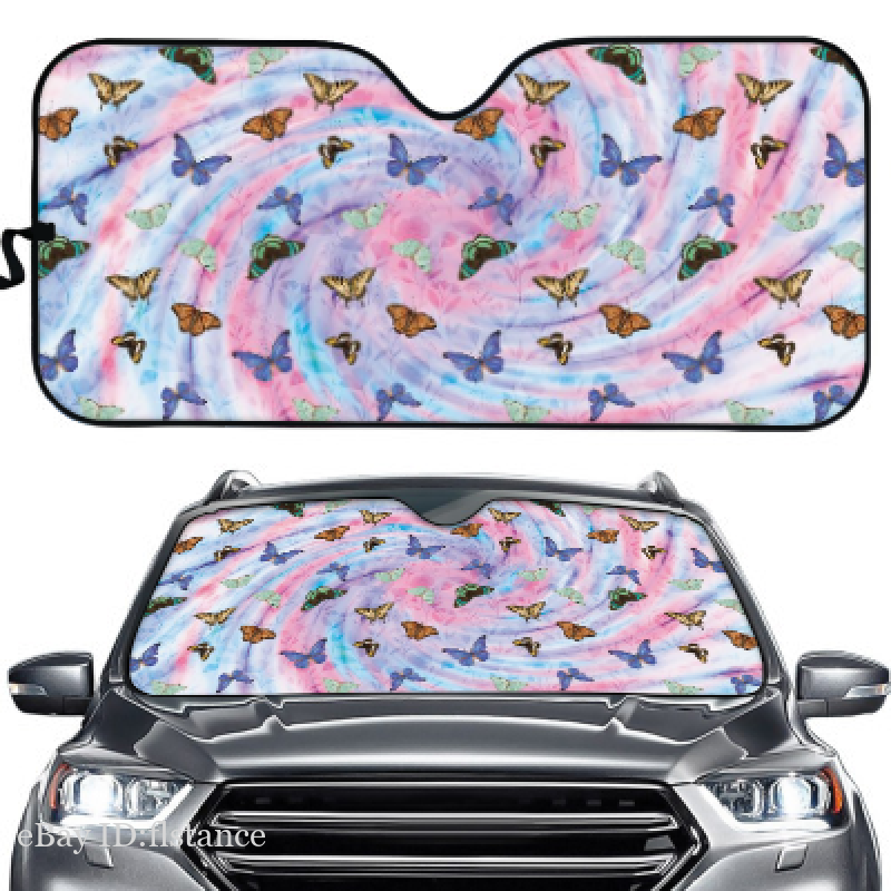 Protector solar universal automotriz color mariposa impreso para automóviles-