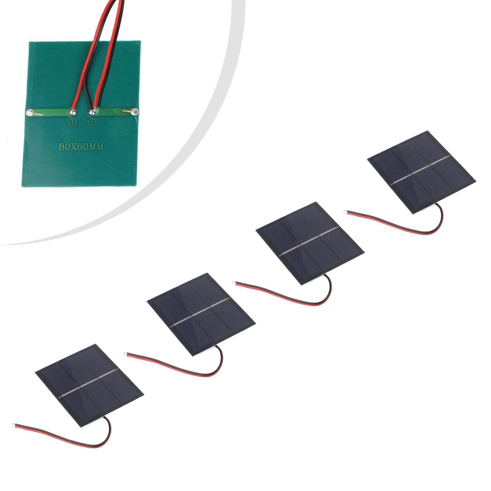 Paquete de 4 paneles solares pequeños de 065W 15V con cable para electrónica portátil alimentación 60x80 mm-