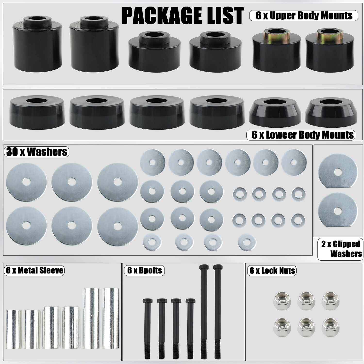 Kits de bujes de montaje de cabina de carrocería 4.4123R para Ford F150 F250 F350 1980-1998 2x2 4x4- - Image 2