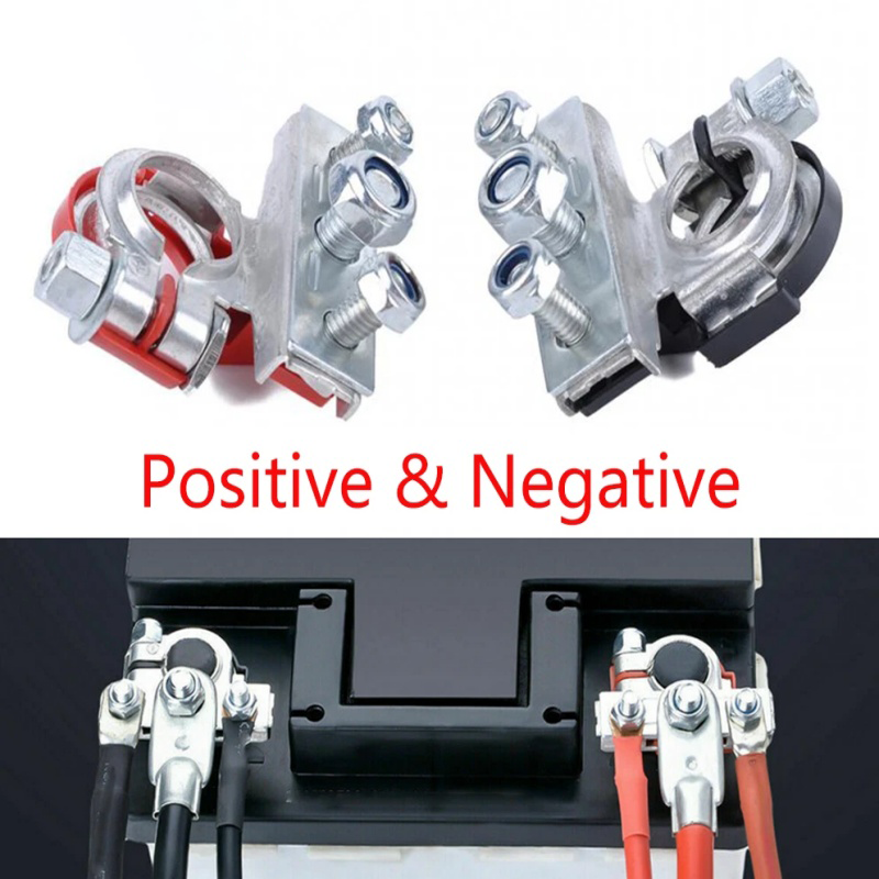 2X Terminales de batería de poste superior marino para automóvil Conectores de abrazadera Extremos negativos positivos- - Image 2