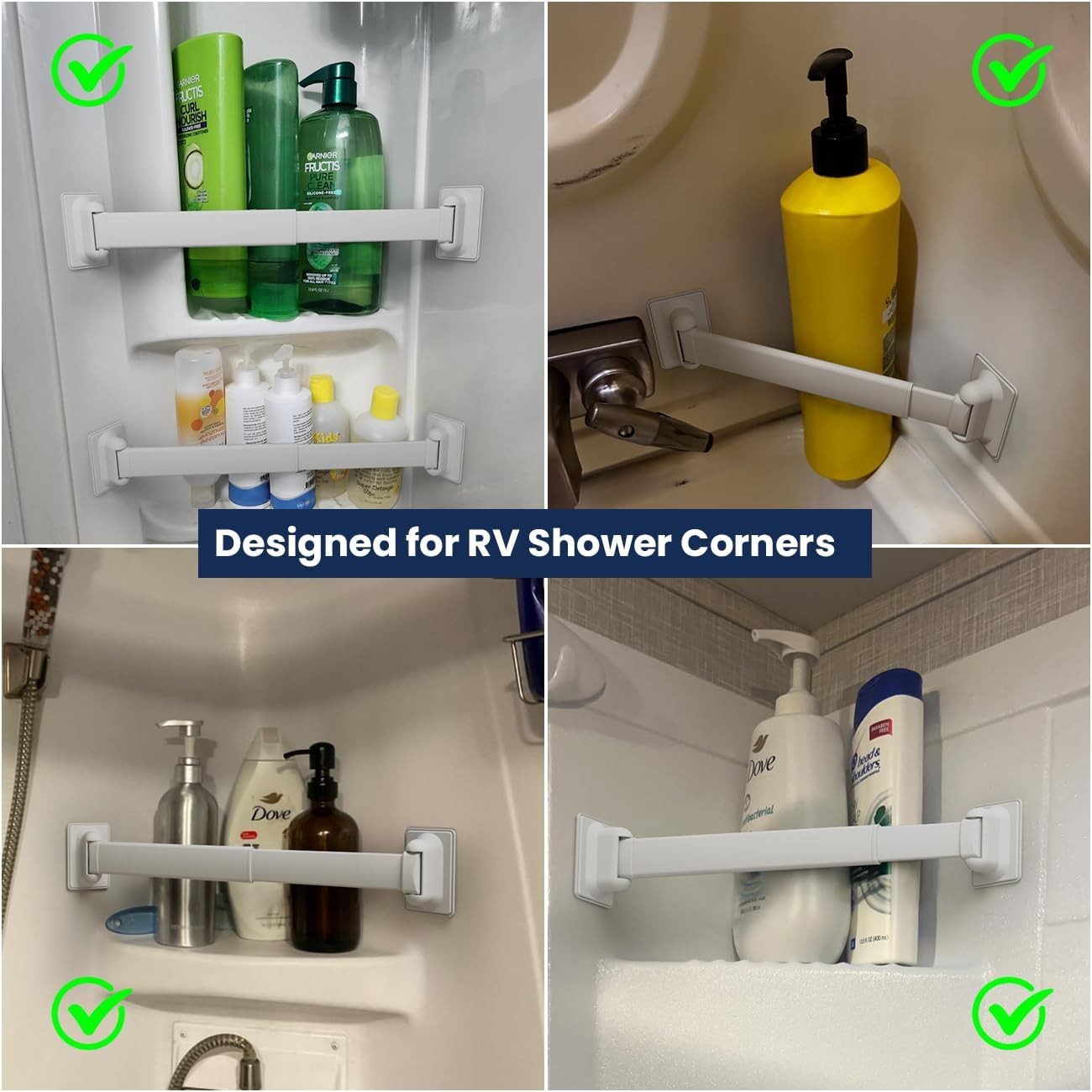 Adjustable RV Shower Corner Storage Bar- Durable Aluminum RV Corner Caddy for... - Image 4