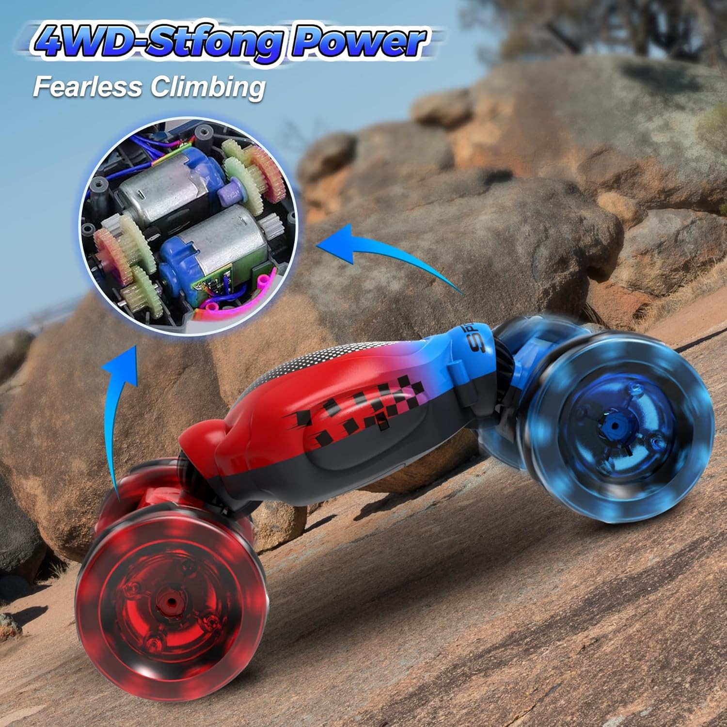 Coche de acrobacias 4x4 con detección de gestos manuales 360° RC todoterreno control remoto giro coche juguete- - Image 4