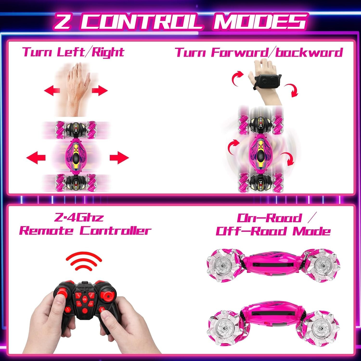 Coche de acrobacias todoterreno control remoto giro coche juguete 4x4 detección de gestos manual 360° radiocontrol- - Image 5