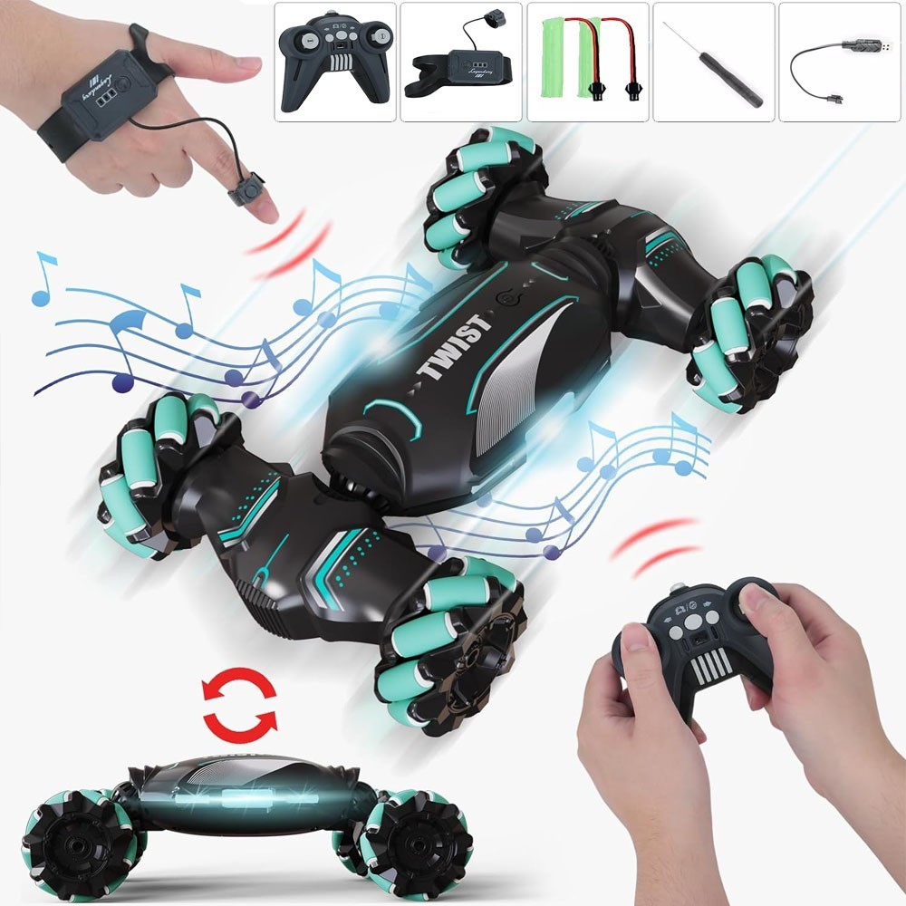 Coche de acrobacias RC gestos detección 360° control remoto todoterreno 4x4 control manual giro coche juguete-