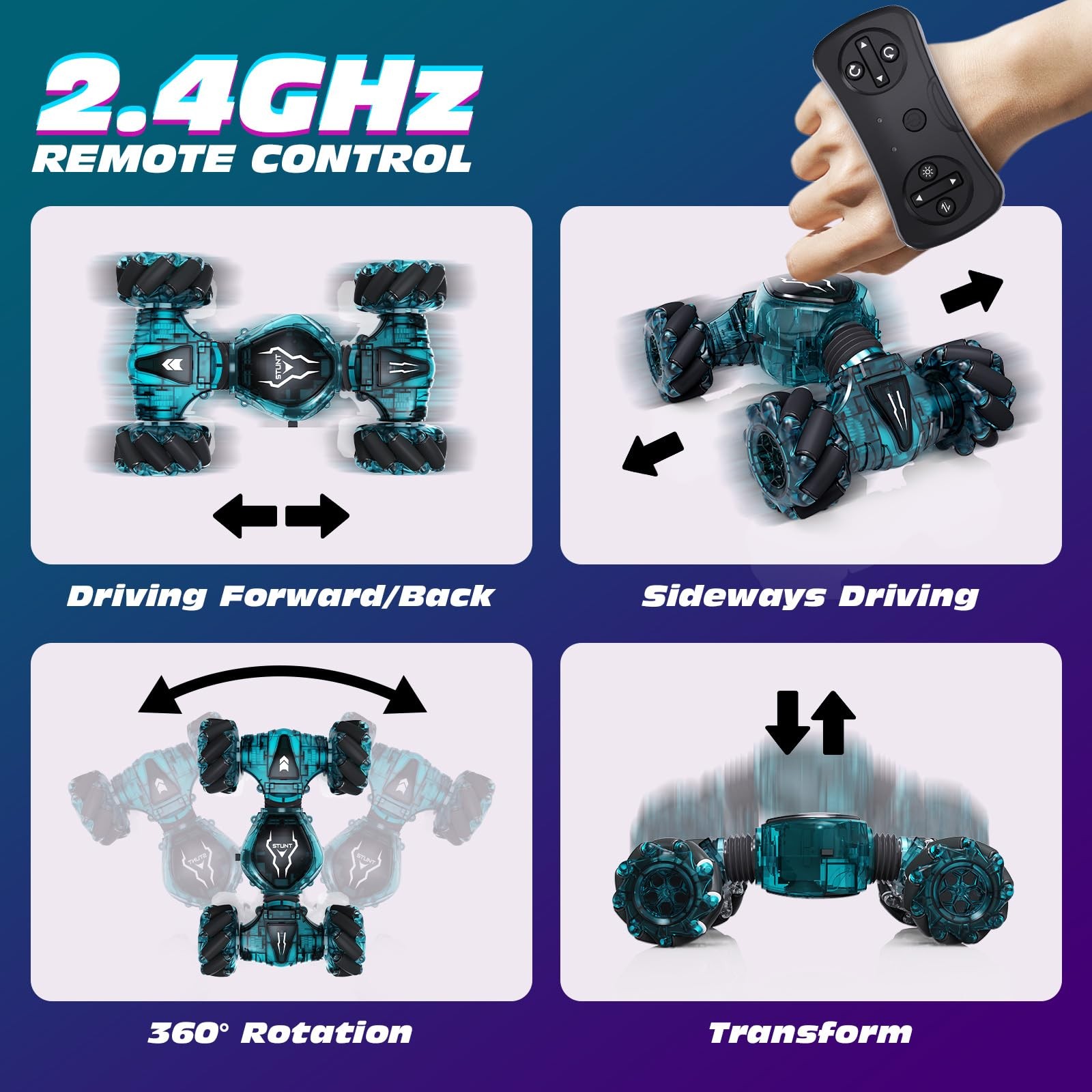 Coche con control remoto 2025 con control manual, detección de gestos de 2,4 GHz 4x4- - Image 3