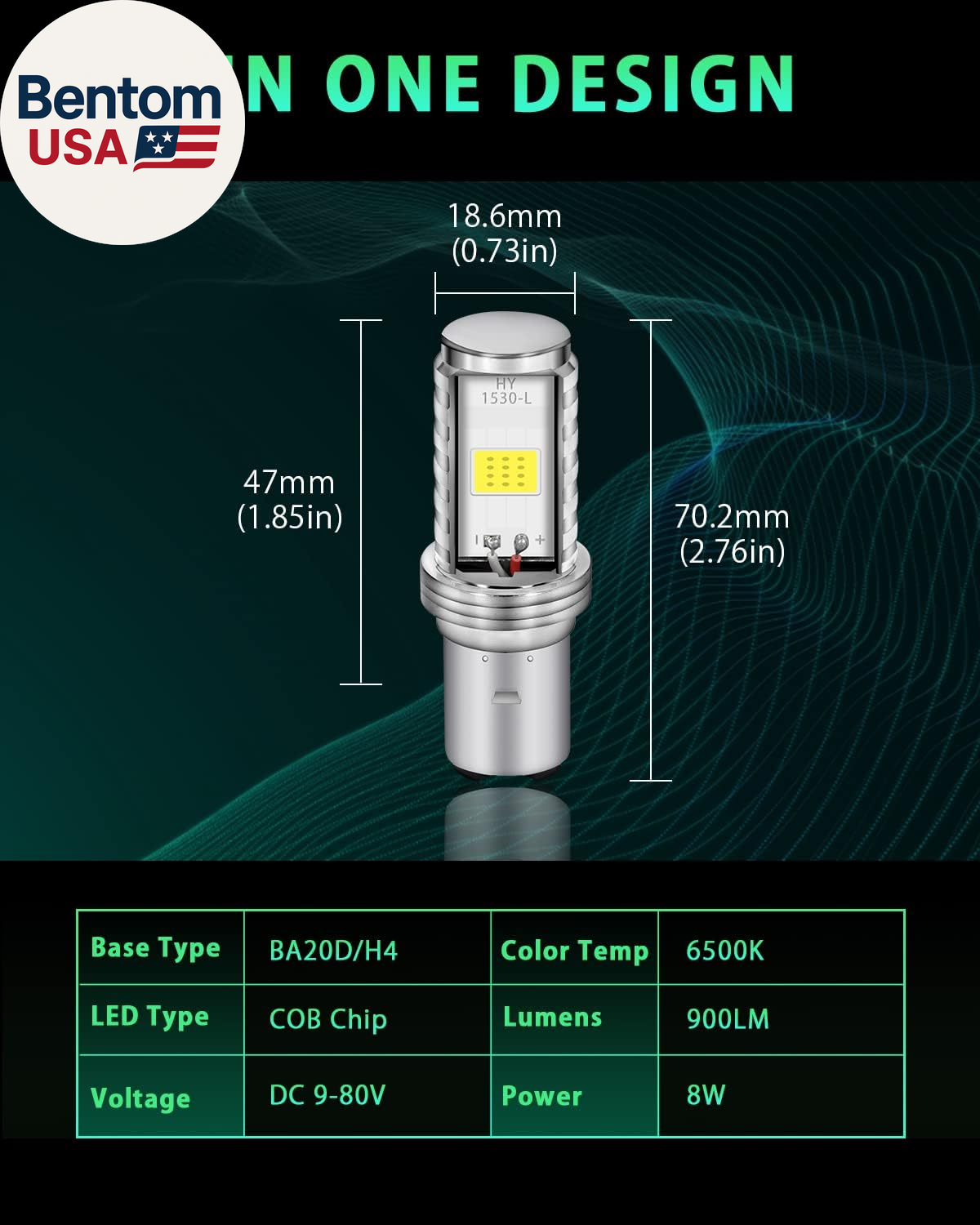 BA20D H616 COB 12W LED Aluminio Bombillas Blanco Motocicleta Luces Bombilla Respaldo Signa- - Image 2