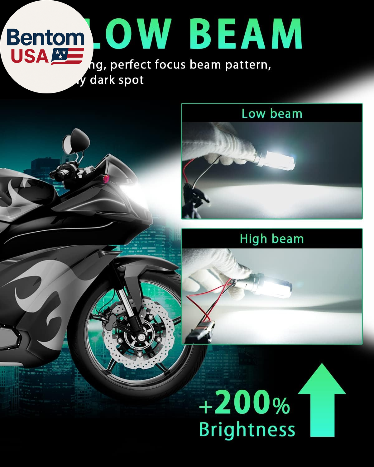 BA20D H616 COB 12W LED Aluminio Bombillas Blanco Motocicleta Luces Bombilla Respaldo Signa- - Image 4