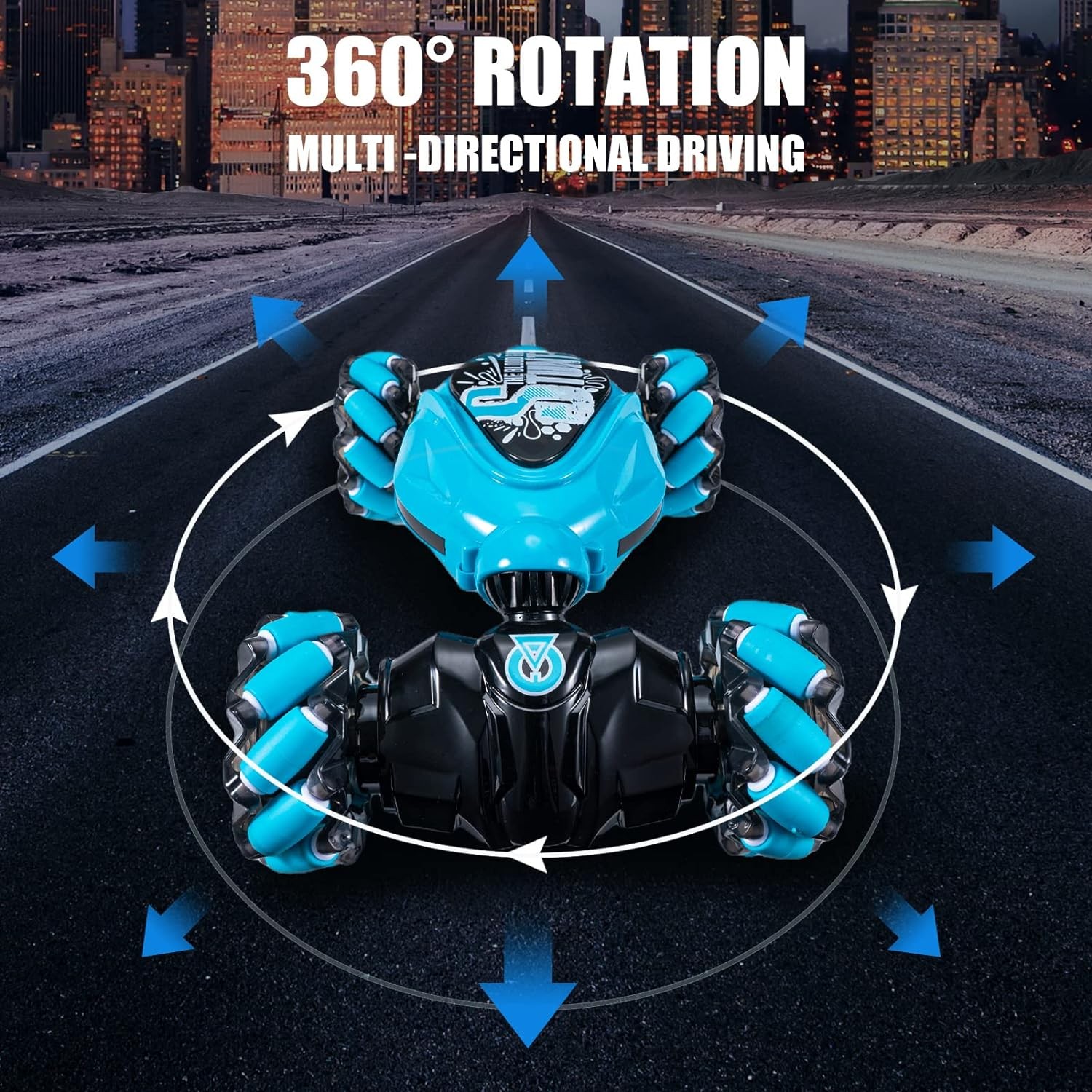 4WD Control Remoto Coche Control Manual 360° RC Stunt Coche Juguete con Luz- - Image 3